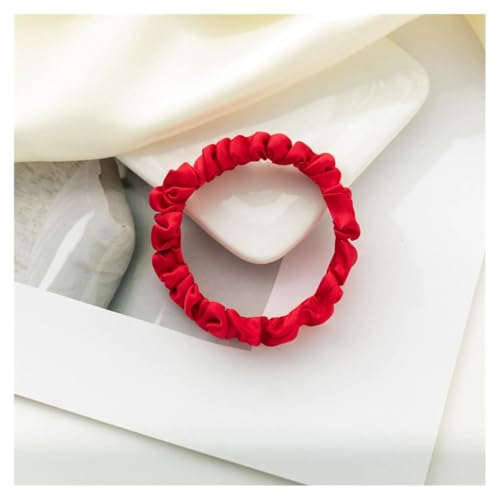AMateschitz Fascia elastica per capelli da donna, tinta unita, in seta, 100% pura seta di gelso, per donna, ragazza, donna, donna, donna, donna, rosso, larghezza 1 cm