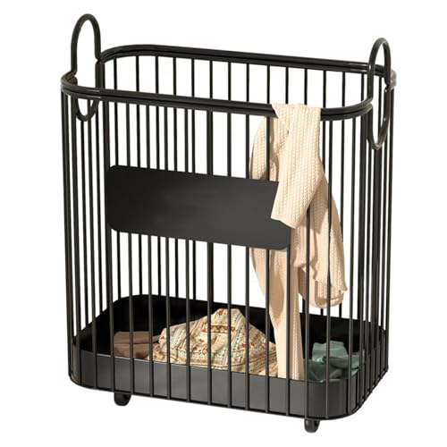 Panier en métal robuste avec roues pour rangement du linge chic