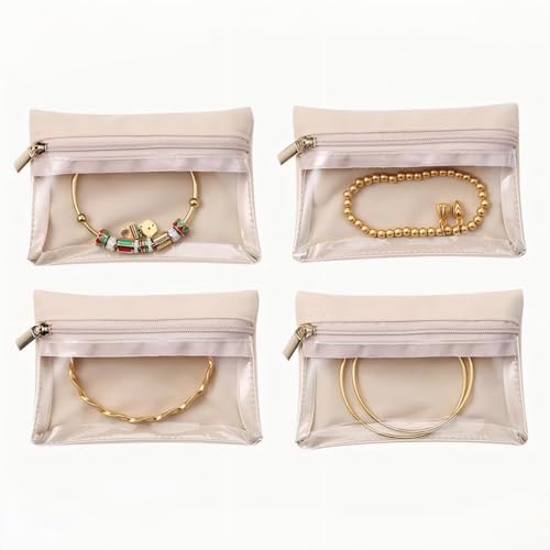 Image of Sichumaria Travel Jewelry Pouches,4PCS Velvet Jewelry storage bags with Zipper Clear Travel Jewelry Bag for Rings Earrings Necklaces