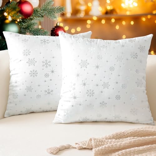 Ohok Weihnachten Gold Heißpräge Samt Kissenbezug, 2er Set Dekorativ...
