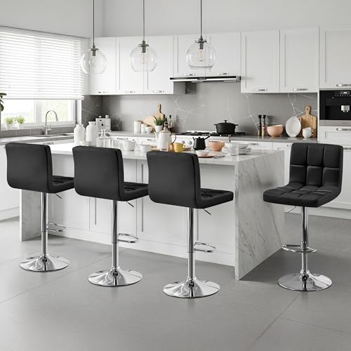 Yaheetech 4-Piece Adjustable Leather Swivel Bar Stools