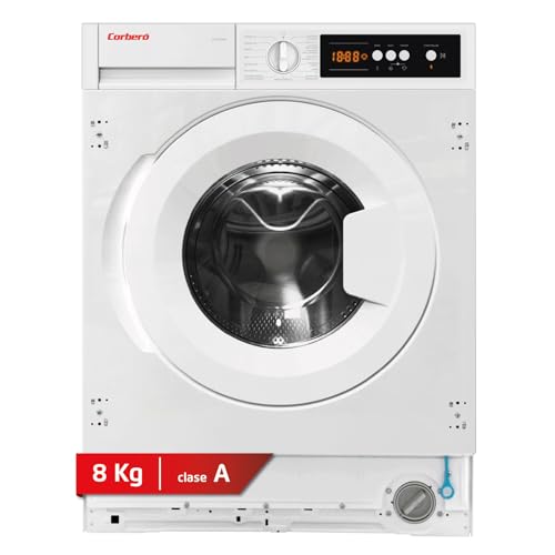 Corberó - Lavadora Carga Frontal Integrable| CLAV8424INT | 8 Kg | 1400 RPM | Motor Inverter | Vapor | Antialérgico | Display LED | 16 Programas | Lavado Rápido 15 Min. | Blanco