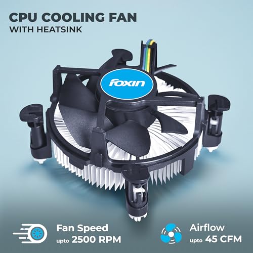 Image of Foxin FCF 001 CPU Cooling Fan | CPU Cooler 90mm | Hydramatic Bearing | 2500 RPM & Airflow 45 CFM | 4-Pin PWM Connector | Compatible with Intel LGA1700 /115X /1200 & AMD AM2 /AM3 /AM4 /AM5