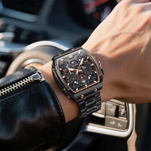 Image of OLEVS Men Watches Square Business Dress Diamond Analog Quartz Date Luxury Watch for Men Casual Stainless Steel Waterproof Luminous Wrist Watch