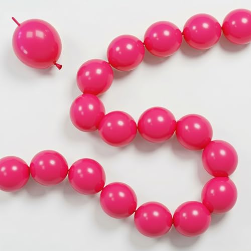 Image of Hot Pink Linking Balloons, 100PCS 6 In Dark Magenta Link Balloons for Making Balloon Wall Heart Arch, Fuschia Tails Balloon for Birthday Bridal Baby Shower Anniversary Princess Theme Party Decorations