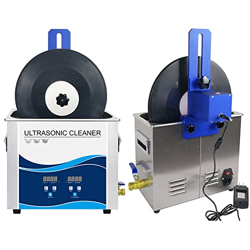 Máquina de limpieza ultrasónica, limpiador ultrasónico de discos de vinilo de 300 W, sistema de limpieza con calefacción, temperatura ajustable y desgasificación, incluye soporte elevador.