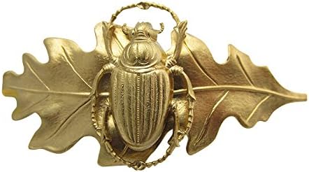 Scarab Hair Barrette Egyptian Scarab Leaf Artisan Crafted Hair Clips Hair Jewelry