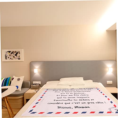 Manta de cordero para dormitorio con estampado de letras OUNONA 5