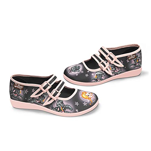 Image of Hot Chocolate Design Chocolaticas Funky Canvas Women's Mary Jane Flat Shoes, Mary Had a Little Lamb, 4 UK