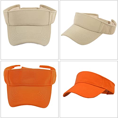2Pcs Sun Visors Hats For Women & Men Adjustable Sports Caps For Golf Running Summer Beach(2# Beige+Orange) #TOP3