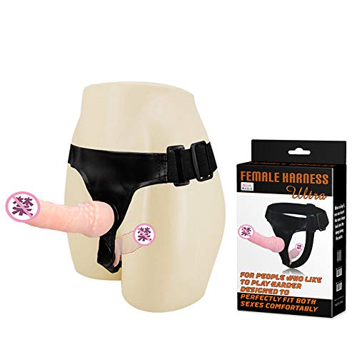 Double godemichet BaronHong avec harnais vibrant contre la dysphorie FTM