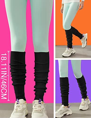 V28 Women Juniors 80S Eighty's Ribbed Leg Warmers For Party Sports (Black) #TOP2