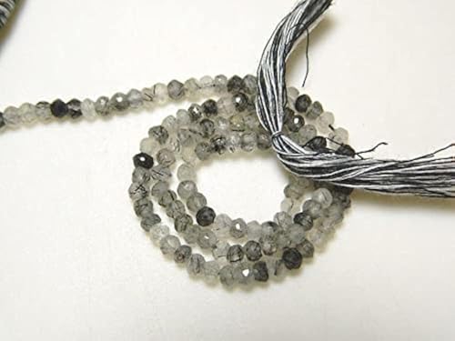 Quartz rutilé noir de prestige en perles facettées de 4mm - 2