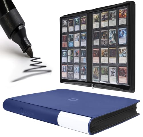 Image of Premium Card Binder 16 Pocket - Fits 1600 Cards,4X4 Ringless Card Album with Sleeves for Trading Cards & Sports Cards(Model C,Classic Navy Blue)