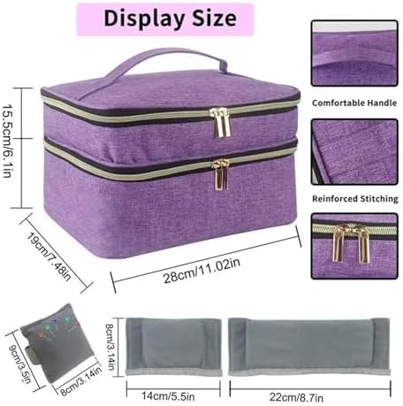 裁縫ボックス、裁縫用品収納ボックスソーイングバスケットオーガナイザー 二層バスケットケースボックス 裁縫用品用 双方向ジッパー大型裁