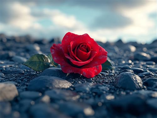 Diamond Painting Adulte Fleur Rose 50x70cm : Kit Complet Broderie Diamant pour Décoration Murale