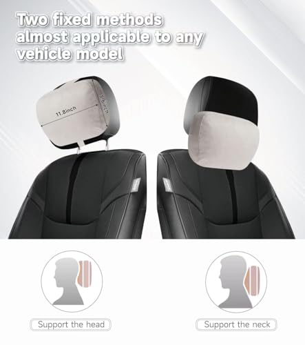 Image of 2Pcs Car Neck Pillow, Super Soft Du-Pont Bio cotton Neck Pillow for Driving, Suede Fabric Car Headrest Pillow, Make Your Driving More Comfortable, Suitable for Driving, Traveling (Volcanic gray)