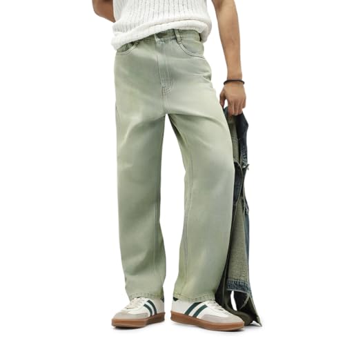 Image of Urbano Fashion Men's Loose Baggy Fit Heavy Washed Jeans Non-Stretchable