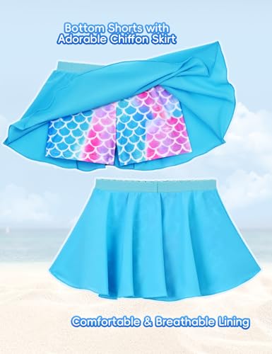 Image of Snowheart Girls Rash Guard Swimsuit Set Long Sleeve Bathing Suit Two Piece 3-12 Years