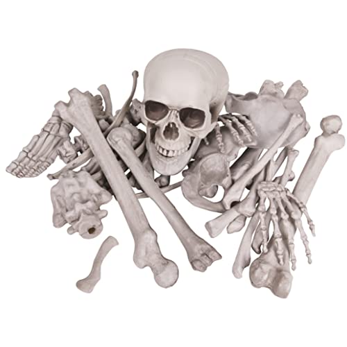 Kangaroo Halloween Skeleton Decor Bones 30 Pieces Bulk - Large Bag of Plastic Bones for Outdoor Yard Decoration - Scary Graveyard Fake Skulls and Bones