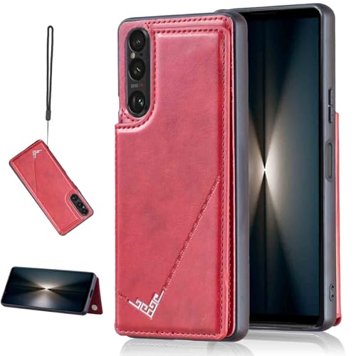 �yAqier�z�݊��� Xperia 1 VI SO-51E docomo SOG13 au XQ-EC44 �p�i���b�h) �G�N�X�y���A1vi �X�}�z�P�[�X �w�ʃJ�[�h ���[ �y�� ���@�\ �蒠�^�J�o�[ �\�j�[xperia1vi RED