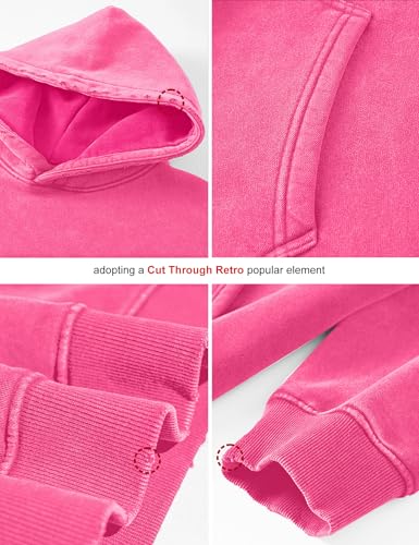 Image of FAIABLE Womens Oversized Acid Wash Hoodie Unisex Heavyweight Cotton Hoodies Fleece Vintage Washed Sweatshirt Women Men