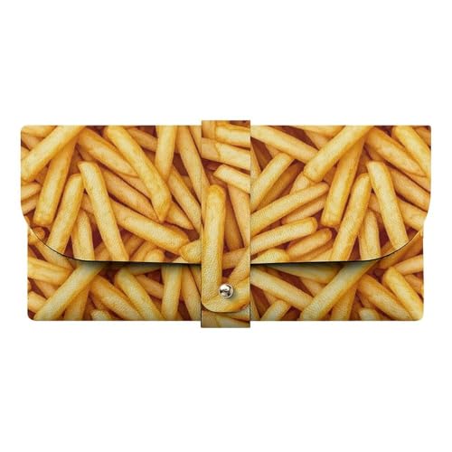 FOSKERV Womens Sunglasses Case, Compact Waterproof Eye Glasses Pouch PU Leather, Fashion Eyewear Storage Protective Case for Daily Use, French Fries