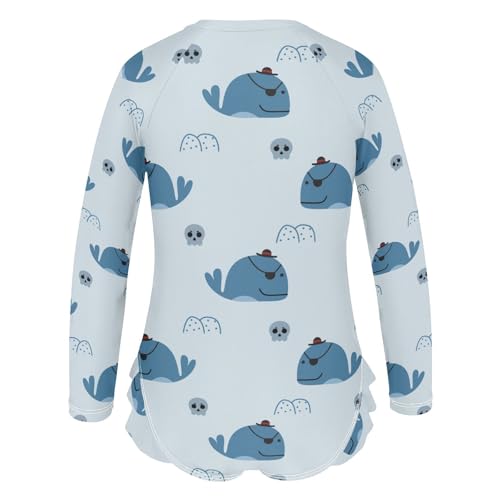 Whale Pirate Girls Swimsuit One Piece Rash Guard Girls' Swimwear Long Sleeve Swimsuits for Girl Size 3-12T3