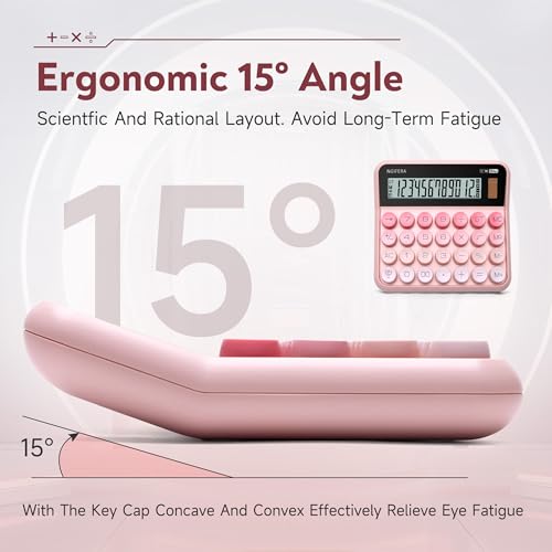Image of Desk Calculator, 12 Digit Large LCD Display, Big Buttons, Ergonomic 15 Tilt, Real Mechanical Keypad, Desktop Calculator for Office and Study
