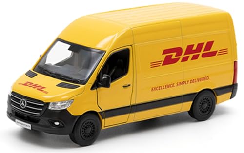 Image of Kinsfun D Dhl Mercedes-Benz Sprinter 1:46 Scale 5Inch Die Cast Metal Model Toy Cargo Van - Yellow