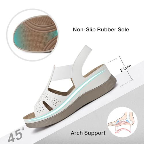 Image of SHIBEVER Wedge Sandals Women Comfortable: Sandals for Women 2026 Dressy Summer Ankle Strap Open Toe Low Heel Platform Wedges Shoes