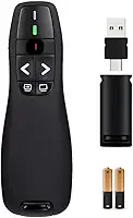 Controle Passador e Apresentador de Slides Sem Fio 30m Alcance Sem Fio Funciona em Celular e Tablet UBS-C 2.4G Profissional com Laser Vermelho para Apresentações com 2 pilhas inclusas