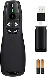 Controle Passador e Apresentador de Slides Sem Fio 30m Alcance Sem Fio 2.4G Profissional com Laser Vermelho para Apresentações com 2 pilhas inclusas