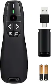 Controle Passador e Apresentador de Slides Sem Fio 30m Alcance Sem Fio 2.4G Profissional com Laser Vermelho para Apresentações com 2 pilhas inclusas