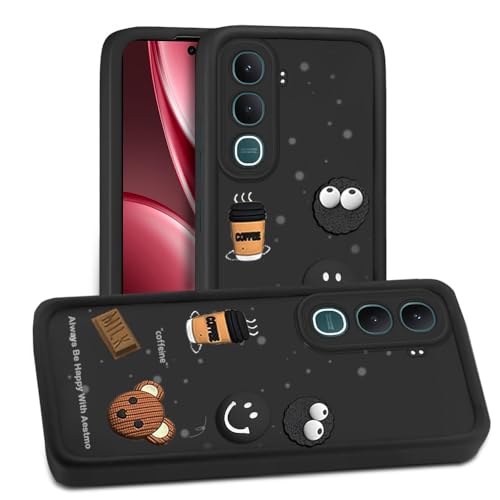 Image of AESTMO Back Case Cover for Vivo Y31 5G Cover | Cute Fun Cartoon 3D Ball | Coffee Silicone Case | Full Body Protection | Camera Protection Back Cover for Vivo Y31 5G (Black)
