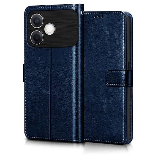 Image of WOW IMAGINE Shock Proof Flip Cover Back Case Cover for Oppo F33 Pro 5G (Flexible | Leather Finish | Card Pockets Wallet & Stand | Blue)