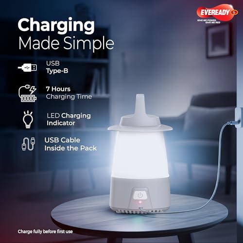 Image of Eveready Omniglow HL80, Rechargeable Emergency Lantern, 25W, Detachable Hook, Sturdy Handle, USB Type-B Charging, 360 Emergency Light, 6 Months Warranty, Pack of 1
