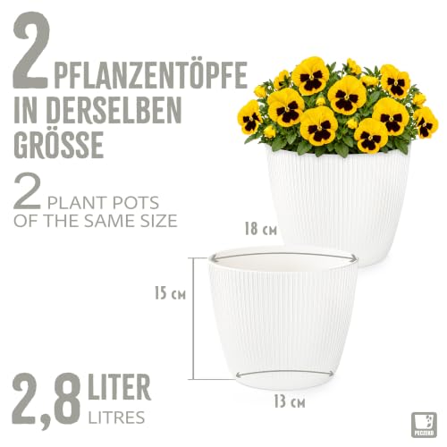 PECZEKO Blumentopf matt, Pflanzkübel aus Übertopf Kunststoff Deko Topf für, groß und klein Set Pflanzen 2X blumenkübel Set… – Ansicht 5