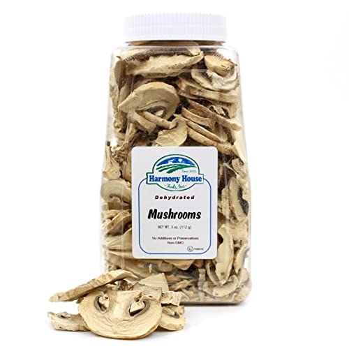 Harmony House Foods Dried Mushrooms, Sliced (3 Oz, Quart Size Jar) #TOP3