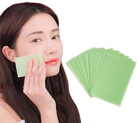 BALTHAZAR,Green Tea Infused Premium Oil Blotting Sheets,100pcs personal face oil blotting paper bamboo charcoal oil absorbing sheets natural green tea oil absorbent paper. (100 Sheet) (GREEN) 3