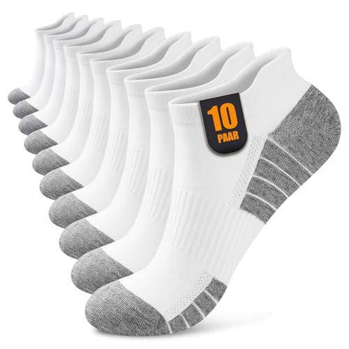 Effeet Sneaker Socken Herren Damen 10 Paar, Atmungsaktive Baumwolle Sportsocken, Kurz Halbsocken Laufsocken Weiß 39-42 Effeet Sneaker Socken Herren Damen 10 Paar, Atmungsaktive Baumwolle Sportsocken, Kurz Halbsocken Laufsocken Weiß 39-42