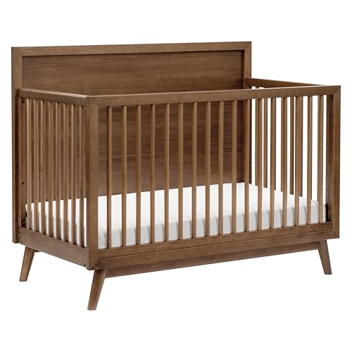 Image of Babyletto Palma 4-in-1 Convertible Crib with Toddler Bed Conversion Kit in Natural Walnut, Greenguard Gold Certified