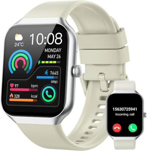 Image of Smart Watch 2026 NEW 1.91 inch Smartwatch for Men Women(Answer /Make Call),Fitness Watch with 110+ Sport Modes, Reloj Inteligente with Sleep Monitor /Heart Rate /Step /Calories /IP68,for Android iOS, Beige