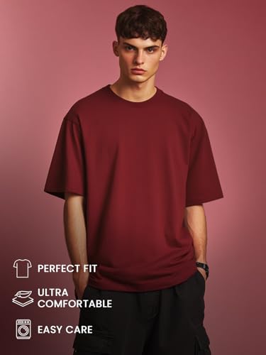 Image of Nobero Men's Oversized Graphic T-Shirt for Men | Soft Cotton | Drop Shoulder Relaxed Fit | Printed Casual Tshirt for Men