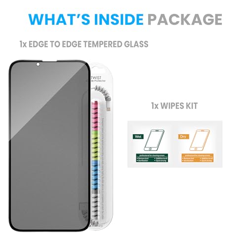 Image of FIRST MART Matte Privacy Tempered Glass for iPhone 17e / 16e / iPhone 14 with Cable Protector & Installation Kit | Anti-Spy, Anti-Glare, 9H, Edge-to-Edge, Case-Friendly | Pack of 1
