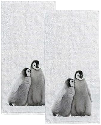 Emperor Penguin Animal Hand Towels Set 2 for Bathroom Kitchen Towels Microfiber Bath Towel Absorbent Dish Fingertip Towel for Guest Gym Spa and Bar 30 x 15 inch