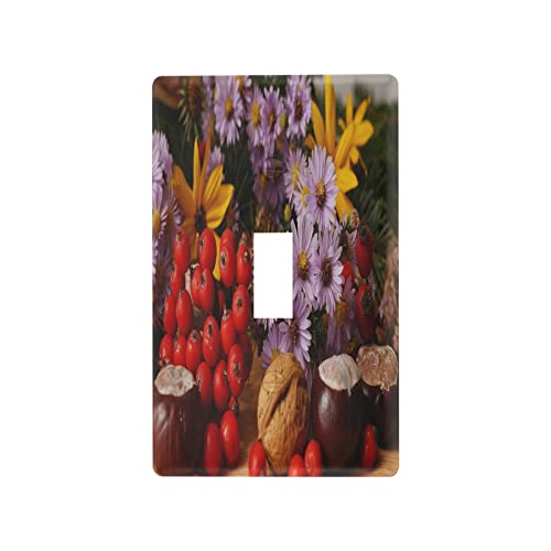 Plaque murale décorative pour interrupteur de maison, 11,5 x 7 cm, fleurs et fruits Cover