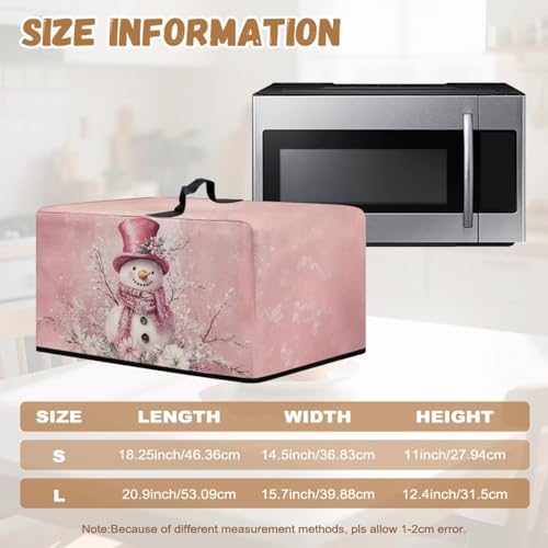 Image of Christmas Convection Oven Cover, Holiday Decor Dust Proof Smart Microwave Oven Protector for Countertop Decorations, S, 18.25 x 14.5 x 11 Inches, Snowman Flower Pink