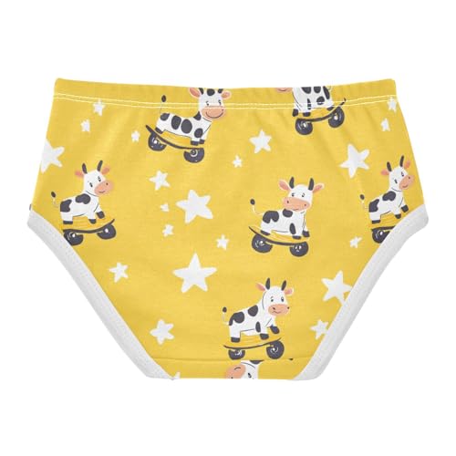 Wusikd Cow Riding Skateboards Girls' Underwear Cotton Cute Girls Briefs Soft Toddler Underwear 2T2