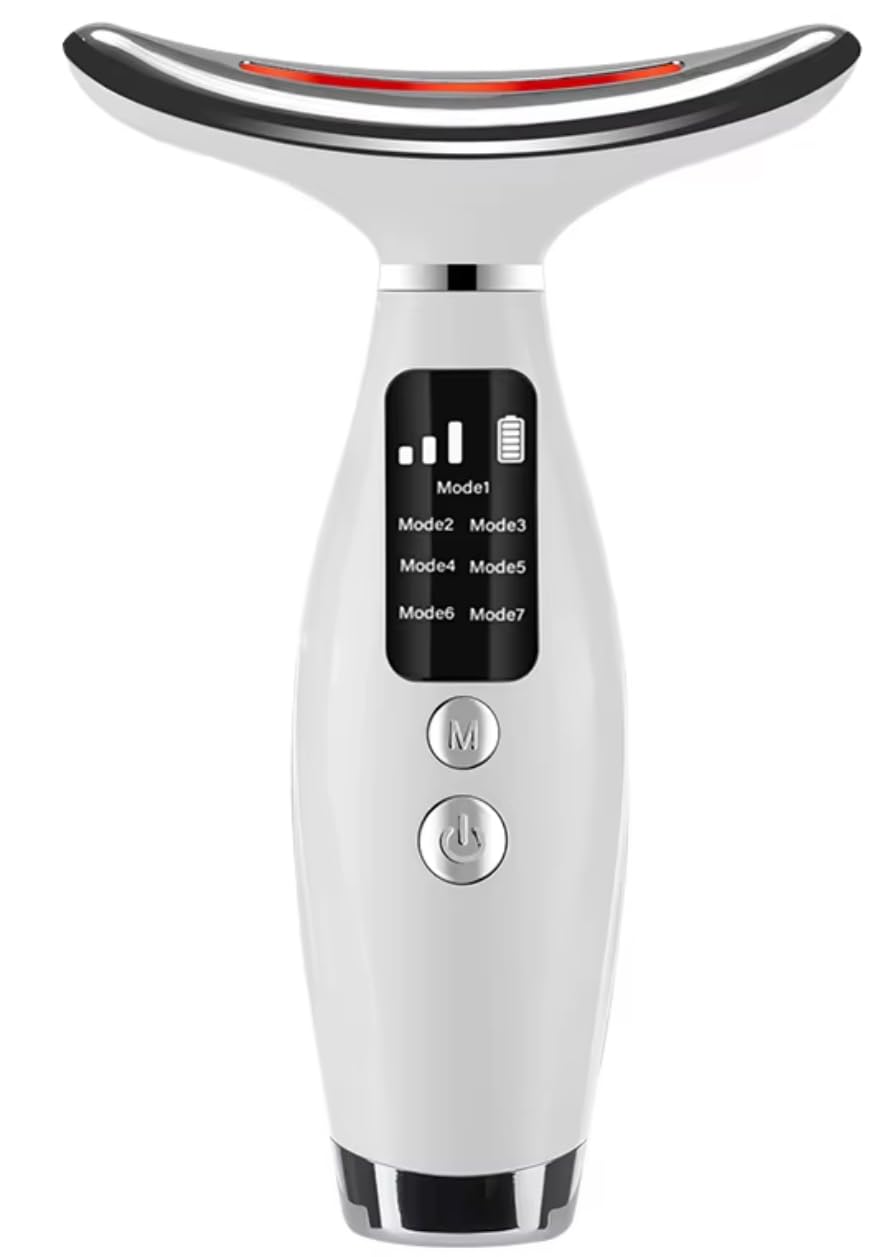 Masajeador facial Lifting eléctrico antiarrugas dispositivo de belleza a 5 ℃ del frío y 45 ℃ terapia del calor – Masajeador facial con 6 modos 4 LED – EMS Lifting Gua Sha